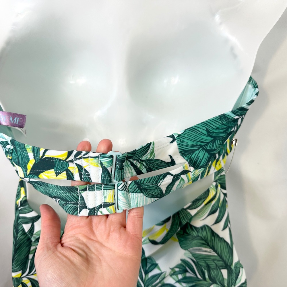 Adore Me Plus Sz 0X 38H Bikini Swimsuit Set Green Tropical Halter High Rise‎ 202 - Picture 8 of 13